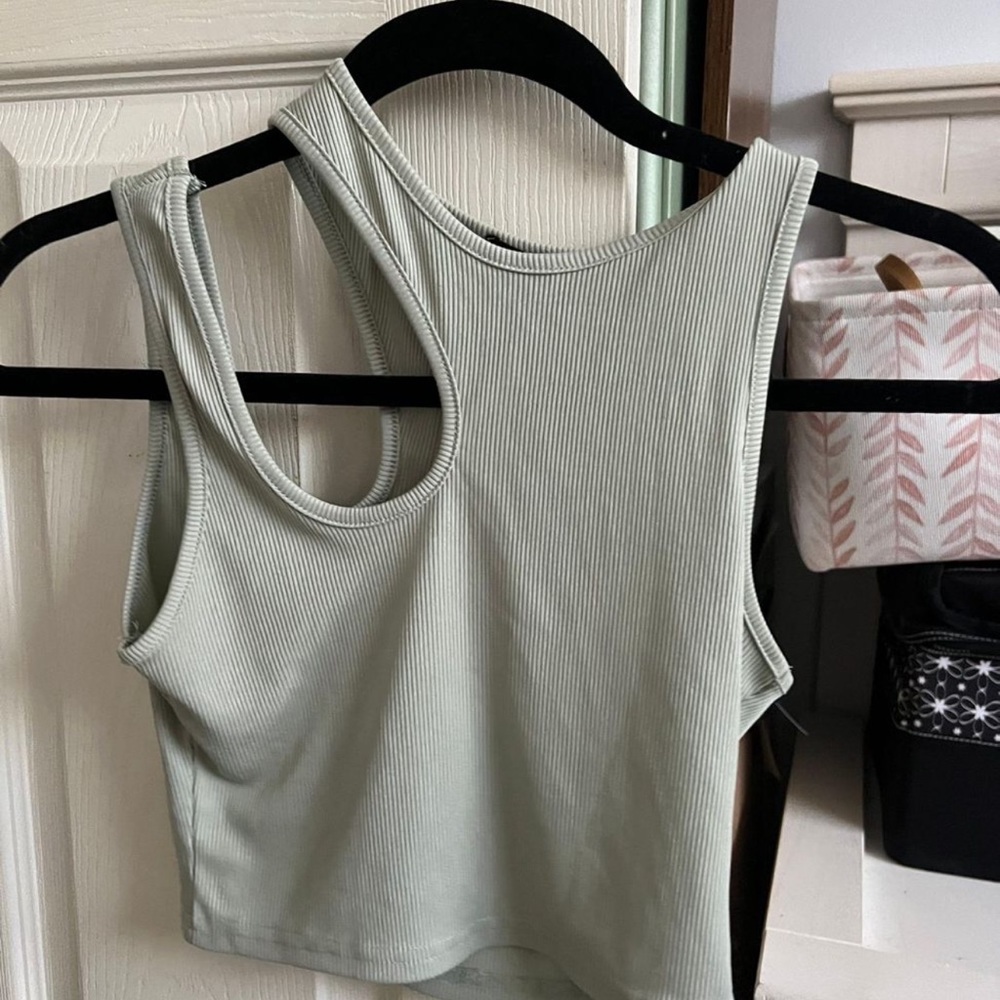 Shein sage green cut out crop top